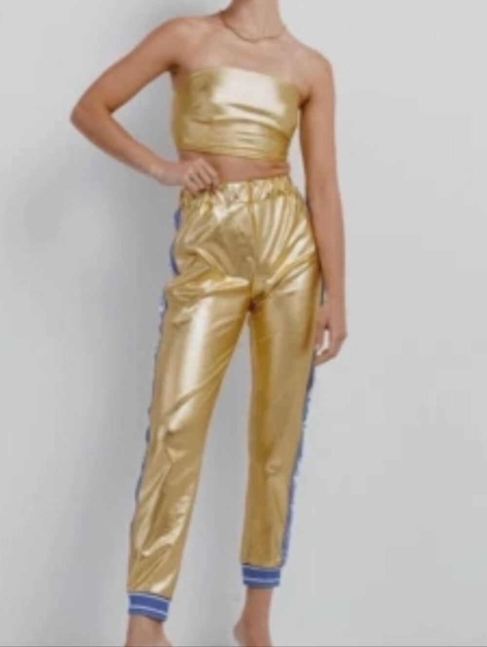 Metallic Gold Toxic Girl Track Pants Set